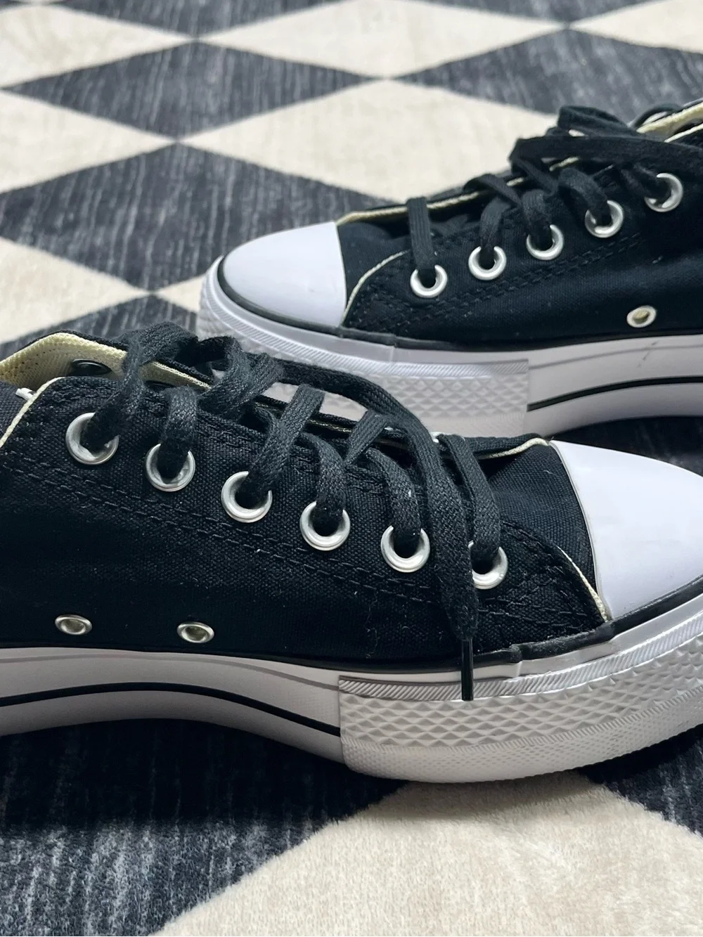 Converse Black Canvas Low-Top Sneakers with White Toe